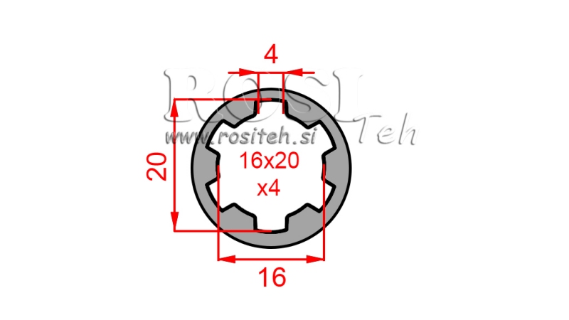 KARDANADAPTERI HOLKKI 16x20x4 (6 URAA) (50 mm)