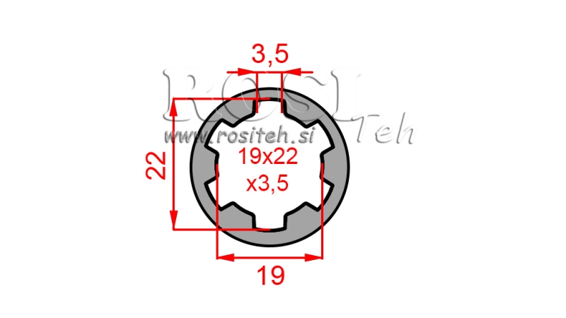 KARDANADAPTERI HOLKKI 19x22x3,5 (10 URAA) (40 mm)