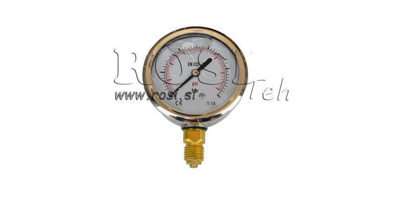 MANOMETER DN63 VERTIKAL 0 - 10 BAR - 1/4