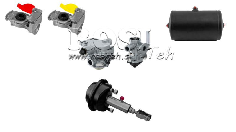 SET OF AIR HYDRAULIC BRAKES FOR TRAILER COMPLETE DUAL CIRCUIT SYSTEM 1 CYLINDER