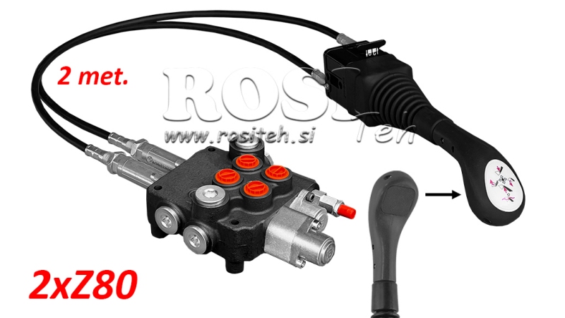 JOYSTICK OHNE TASTE - BOWDENZUG 2 m + HYDRAULISCHES VENTIL 2xZ80 + SCHWIMMSTELLUNG