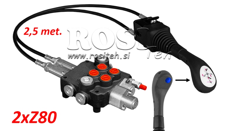 JOYSTICK 1x TASTE - BOWDENZUG 2,5 m + HYDRAULISCHES VENTIL 2xZ80 + SCHWIMMSTELLUNG