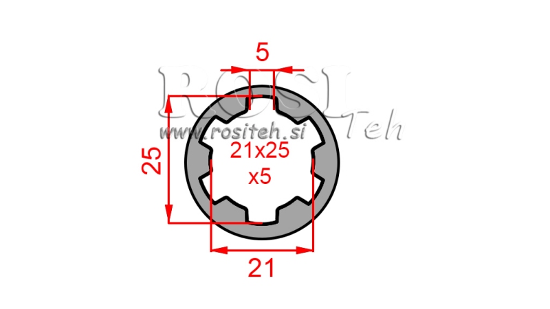 KARDANADAPTERI HOLKKI 21x25x5 (6 URAA) (60 mm)