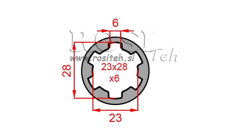 KARDANADAPTERI HOLKKI 23x28x6 (6 URAA) (60 mm)