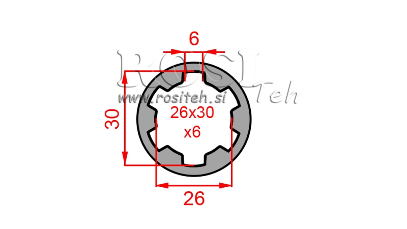 KARDANADAPTERI HOLKKI 26x30x6 (6 URAA) (60 mm)