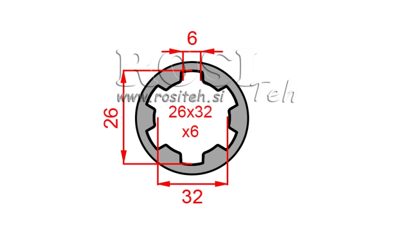 KARDANADAPTERI HOLKKI 26x32x6 (6 URAA) (60 mm)