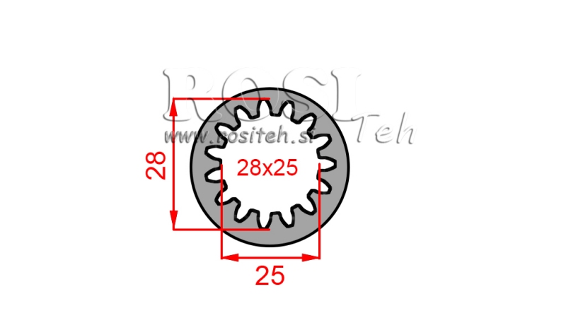 KARDANADAPTERI HOLKKI 28x25 (15 URAA) (60 mm)
