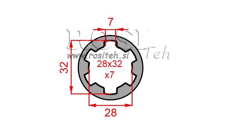 KARDANADAPTERI HOLKKI 28x32x7 (6 URAA) (60 mm)