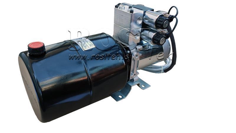 МИНИ ХИДРАВЛИЧЕН АГРЕГАТ 12V DC - 1.6kW = 2.1cc - 8 литра - 2x двупосочно сглобяване (метал)