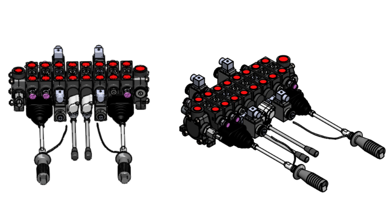HYDRAULIC VALVE HIAB 8XPC70 + 2X JOYSTICK - ELECTRIC CONTROL 12V