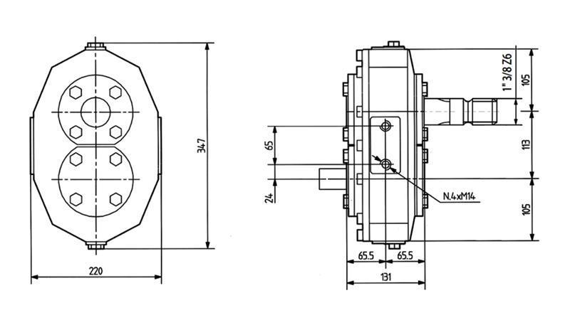 REDUZIERER INVERSION MR-90 1:1 (85HP-62.6kW)
