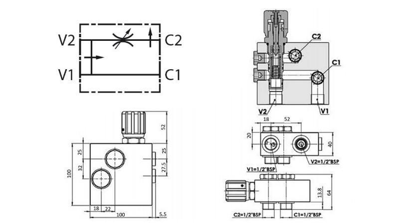 VANNE DE PRIORITÉ HYDRAULIQUE POUR HYDROMOTEUR MS