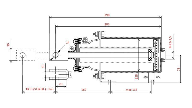 CILINDRO FRENANTE AD ARIA - MEMBRANA 125 mm