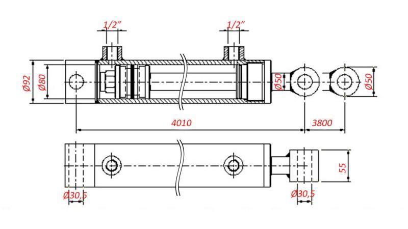 HYDRAULISCHE CYLINDER VOOR TREKKEN - GAT 80/50-3800