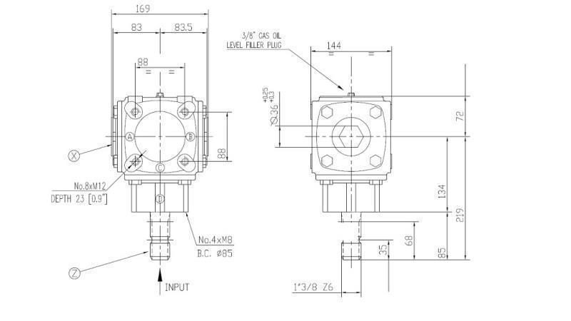 WINKELGETRIEBE TB-19J 1.46:1 (23PS-16.9kW)