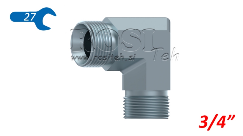 ΥΔΡΑΥΛΙΚΟΣ ΕΛΒΟΝ 90° BSP ΣΥΝΤΟΜΟΣ ΑΝΔΡΑΣ-ΑΝΔΡΑΣ 3/4