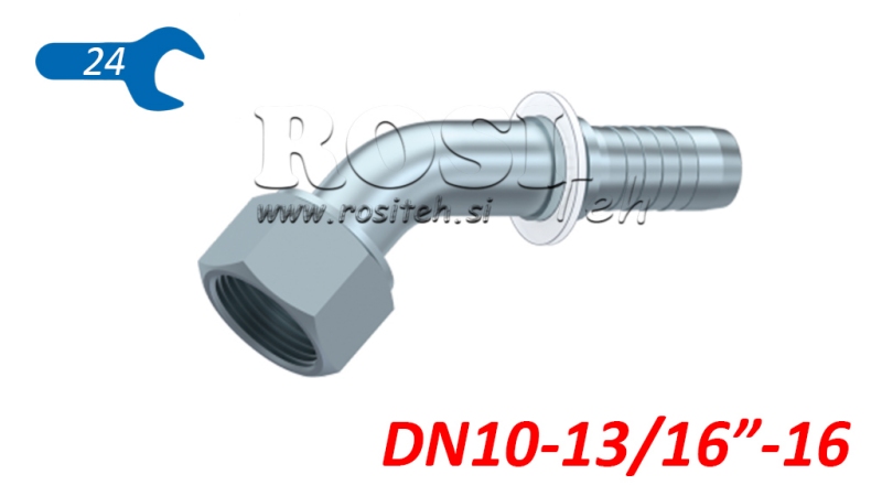 HYDRAULICKÉ PŘIPOJENÍ DKORFS ŽENSKÝ ELBOW 45° DN10-13/16-16