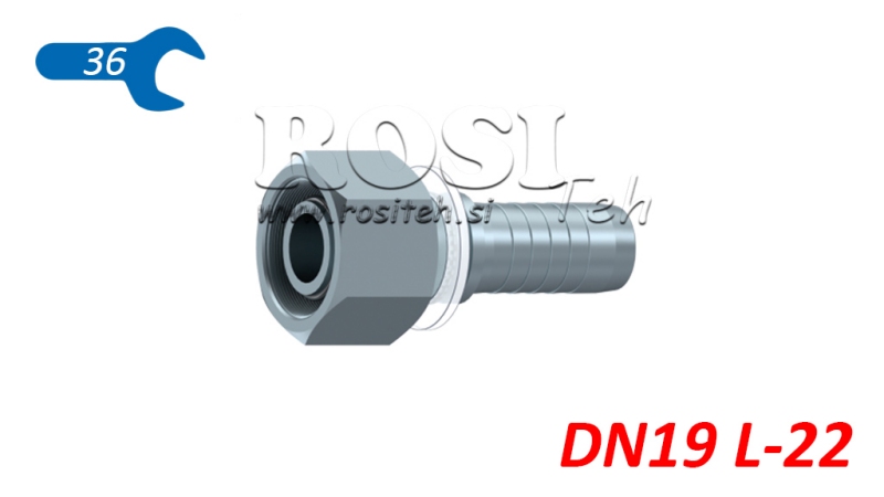 HYDRAULIC FITTING DKOL 22 L FEMALE DN19-M30X2