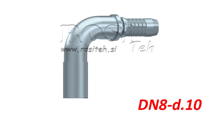 RACCORDO IDRAULICO PER TUBO TRANSIZIONE CURVA 90° DN8-d.10