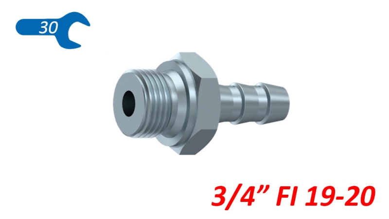 HYDRAULICKÁ PRÍPOJKA SAMEC 3/4 PRE GUMENÚ HADICU Ø19–20
