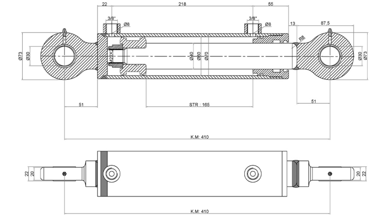 ΥΔΡΑΥΛΙΚΟΣ ΚΥΛΙΝΔΡΟΣ 60/40-165 ΜΕ ΒΑΛΒΙΔΑ ΑΝΑΣΤΡΟΦΗΣ – ΑΡΟΤΡΟ ΓΙΑ ΕΔΑΦΟΣ