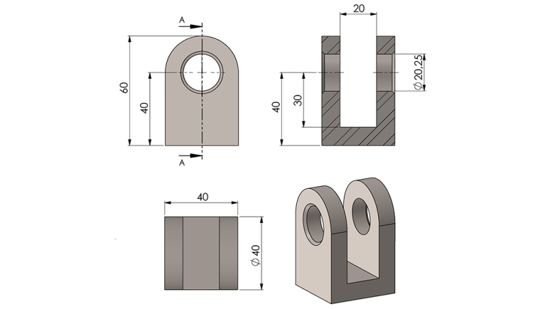 ZYLINDERGABELN 40mm - fi20