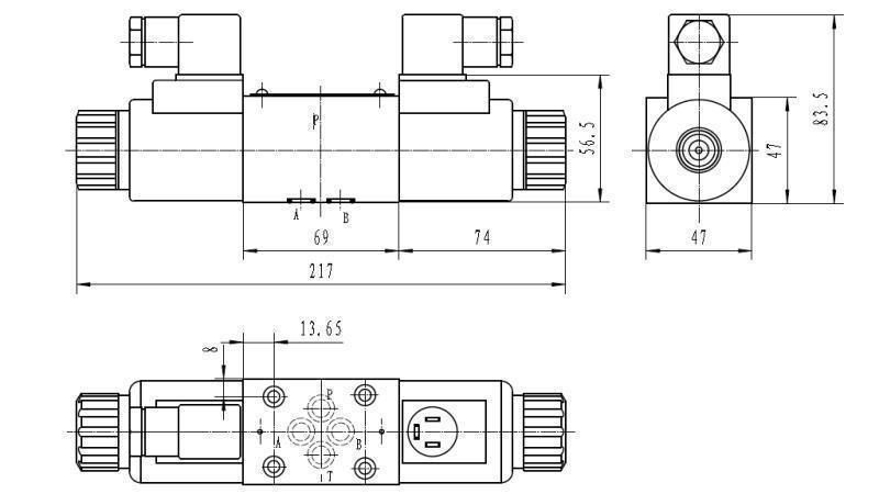 HYDRAULICKÝ ELEKTROMAGNETICKÝ VENTIL CETOP 3 12/24/230V N6_rozmery