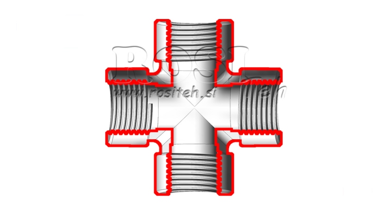 RACCORDO A CROCE IDRAULICO FEMMINA BSP 1/8