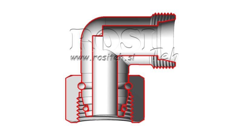 HIDRAVLIČNO KOLENO 90° L-10 Z VRTLJIVO MATICO M16x1,5