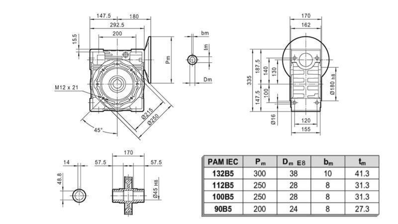 PMRV-130 REDUKTOR ELEKTRIMOOTORILE MS132 (5.5-7.5kW) SUHE 20:1