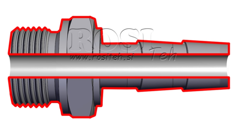 HYDRAULICKÁ PRÍPOJKA SAMEC 1/2 PRE GUMENÚ HADICU Ø15–16