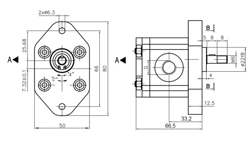 HIDRAULIČNA PUMPA 00A1.5X032 GR.0 - 1,5cc - LIJEVA