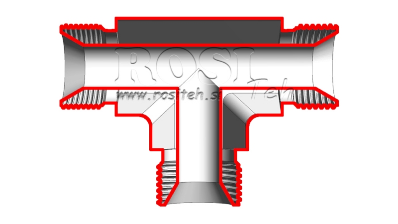 PIÈCE EN T HYDRAULIQUE BSP MALE-MALE 1/4