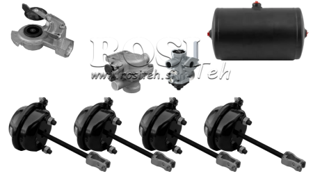 SET OF AIR BRAKES FOR TRAILER COMPLETE SINGLE CIRCUIT SYSTEM 4 CYLINDERS