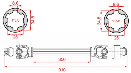 ECO KARDAN 910mm 30-75HP Z PROSTOTEKOČO SKLOPKO