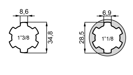 ZAPFWELLENADAPTER ADAPTER VON 1-1/8 AUF 1-3/8 (47,5 mm)