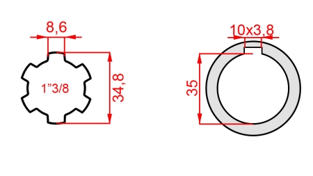 KARDANADAPTER 1-3/8 - HAL fi 35 mm (160 mm)