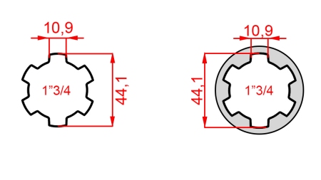 ADAPTADOR CARDÃ DE 1-3/4 PARA 1-3/4 (165 mm)