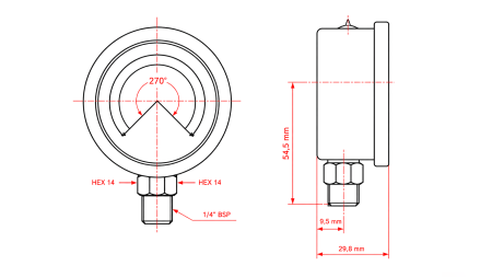 IMU-MITTA DN63 PYSTY -1 - 0 BAR - 1/4