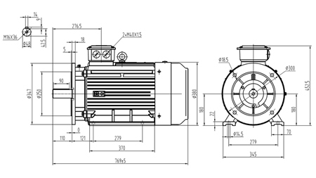 22KW-SÄHKÖMOOTTORI Y3 180L-4_1470RPM 3FAASI JALAT+FLANGE-B3B5