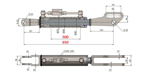 2TON. HYDRAULINEN KALTEVUUDENSÄÄDIN 60/40-150 (500MM-650MM)