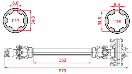 ECO GELENKWELLE 970mm 70-110PS MIT REIBKUPPLUNG