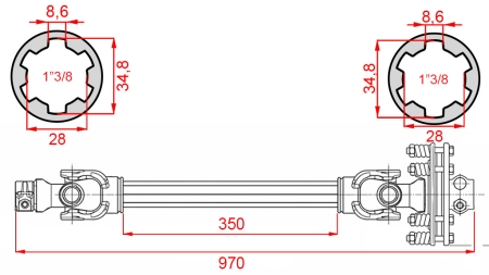ECO КАРДАНЕН ВАЛ 970mm 70-110HP С ФРИКЦИОНЕН СЪЕДИНИТЕЛ