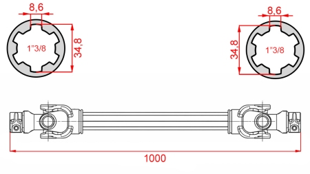 AX CARDANIC CERTIFICAT CE PROFI LINE CAT.2 LUNGIME 1000mm