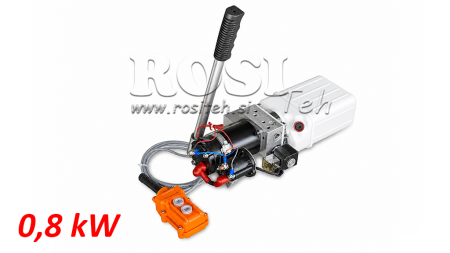 MINI HYDRAULINEN YKSIKKÖ 12V DC - 0.8KW = 0.5CC - 1.5 LITROA - YKSISUUNTAINEN KOKOONPANO (PVC) MANUAALIPUMPULLA