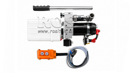 UNITÀ DI POTENZA IDRAULICA MINI 24V DC - 0.8KW = 0.5CC - 1.5 LITRI - UNITÀ A CORSO SINGOLO (PVC) CON POMPA MANUALE