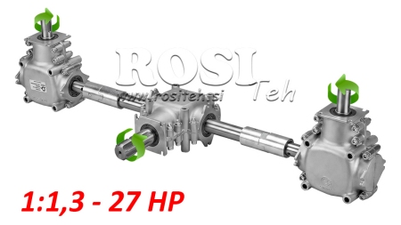 ENSEMBLE DE RÉDUCTEURS 1:1,3 (27HP-20kW) POUR ÉPANDEUR À FUMIER L:450 - ALU
