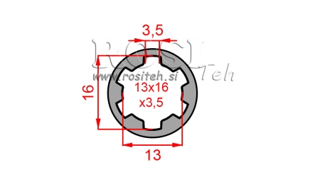 KARDANADAPTERI HOLKKI 13x16x3,5 (6 URAA) (40 mm)