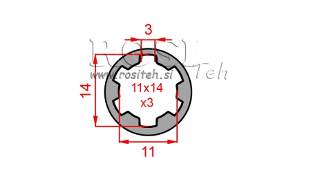 KARDANADAPTERI HOLKKI 11x14x3 (6 URAA) (40 mm)