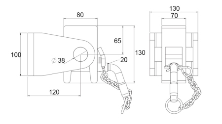 DRŽÁK SKLÁPĚCÍ KORBY 80x100 - VIDLICOVÝ TYP - ECO